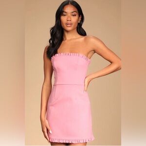 NWT. Lulus Pink Strapless Mini Dress Size Small